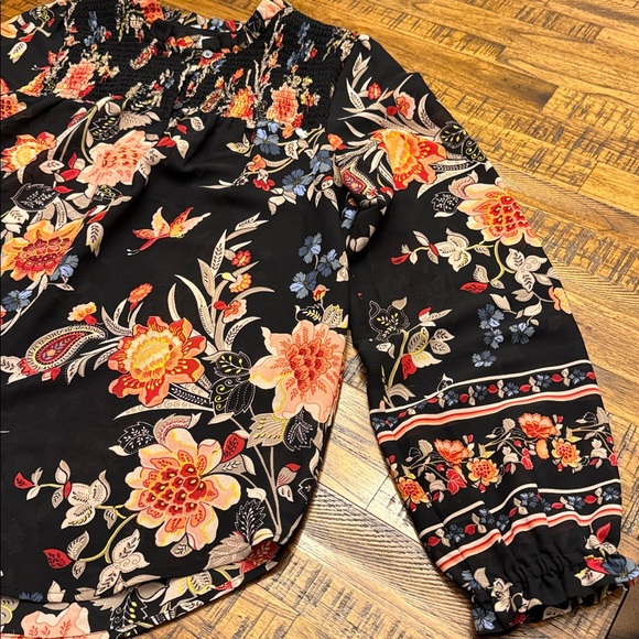 LOFT Paisley and Floral Print Long Sleeve Blouse Smocked Women's Small - Picture 9 of 13